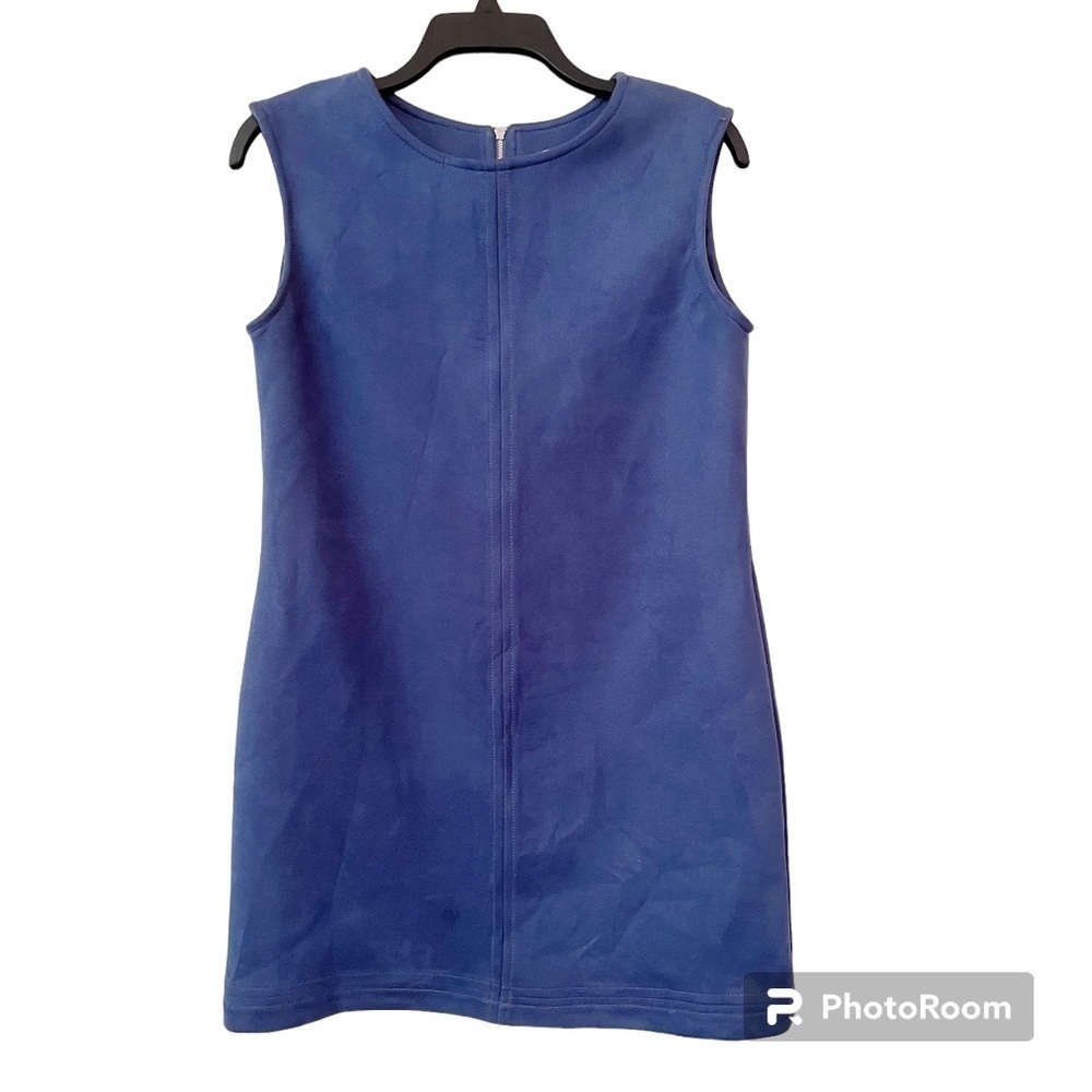 Jude Connally Faux Suede Sheath Dress in Blue Size Small